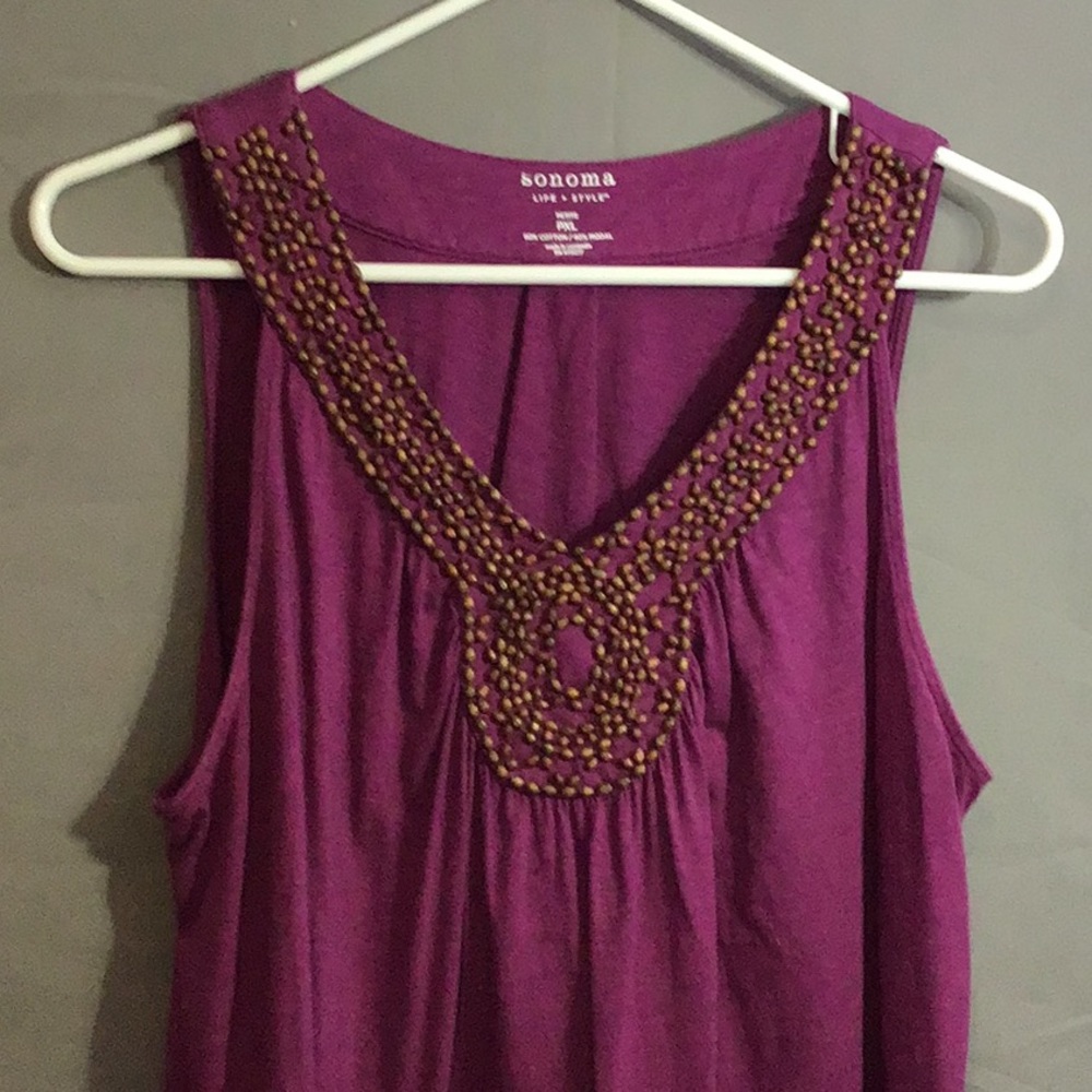 SONOMA women’s sleeveless embellished top PXL - Picture 2 of 8